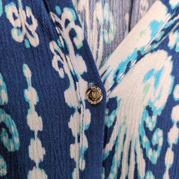 Lilly Pulitzer Elsa Romper Women's M Long Sleeve Indigo Get In Line Blue Beachy - Picture 10 of 10